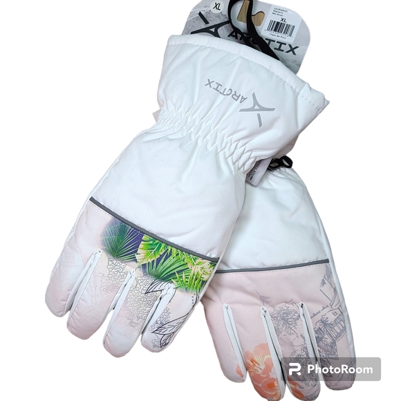 Arctix Size X-Large White Tropic Print Blitz Winter Snow Ski Puffer Gloves NWT - Picture 1 of 10
